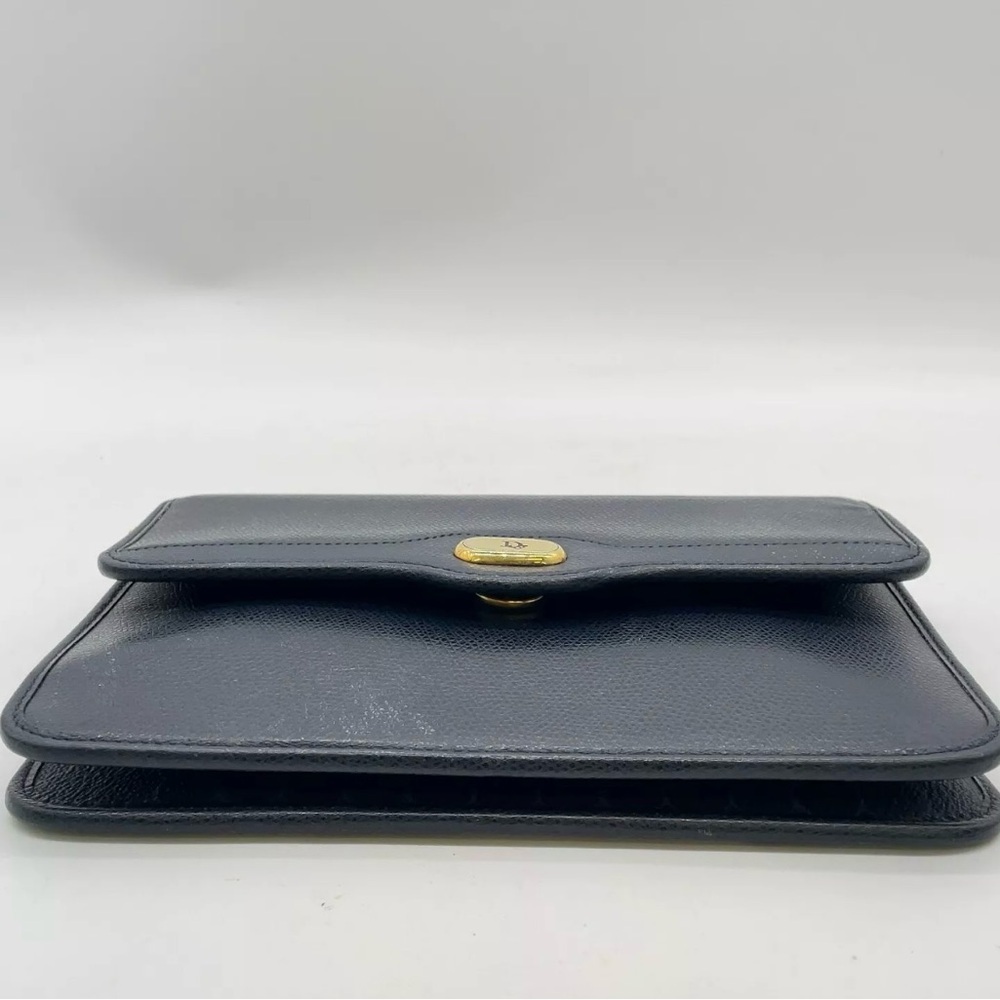 Authentic Christian Dior Leather Navy Chain Shoulder Bag - Picture 5 of 16